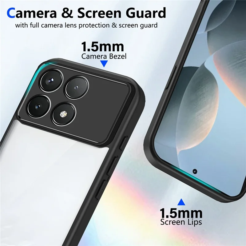 For Xiaomi Poco F8 Pro / Redmi K90 5G Case Matte Skin Touch Clear PC + TPU Shockproof Phone Back Cover - Black