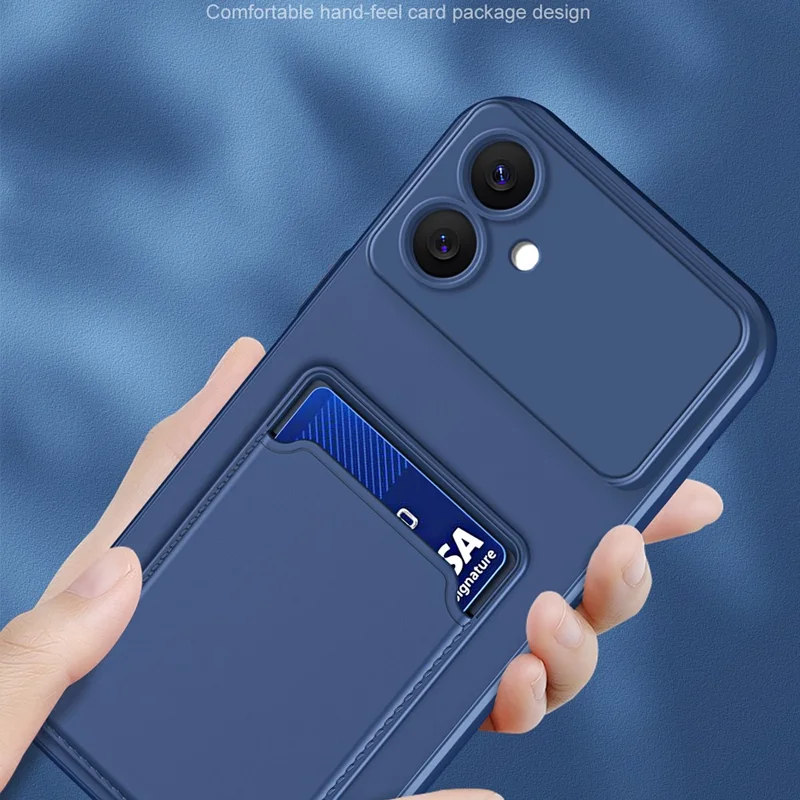 For Samsung Galaxy S26 Edge Case Flexible TPU Phone Cover with Back Card Slot - Dark Blue