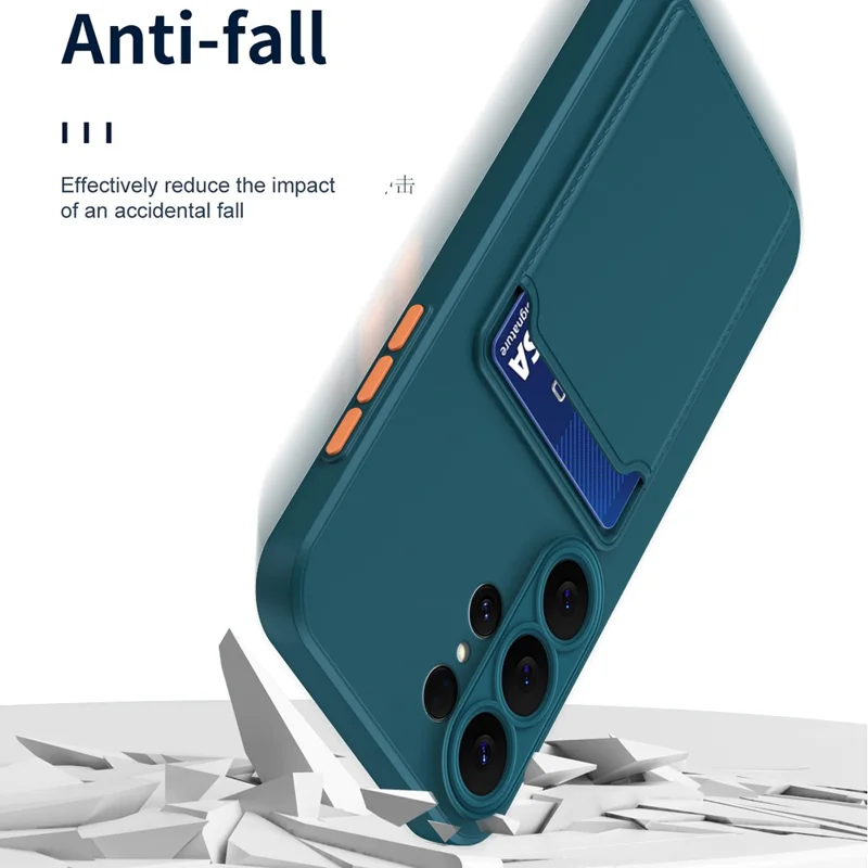 For Samsung Galaxy S26 Edge Case Flexible TPU Phone Cover with Back Card Slot - Dark Blue