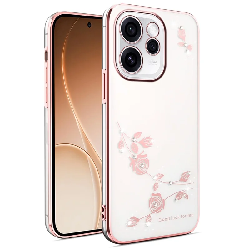Custodia KADEM per Oppo Reno15 5G con Fiori e Diamantini TPU - Oro Rosa