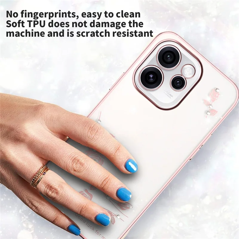 Custodia KADEM per Oppo Reno15 5G con Fiori e Diamantini TPU - Oro Rosa