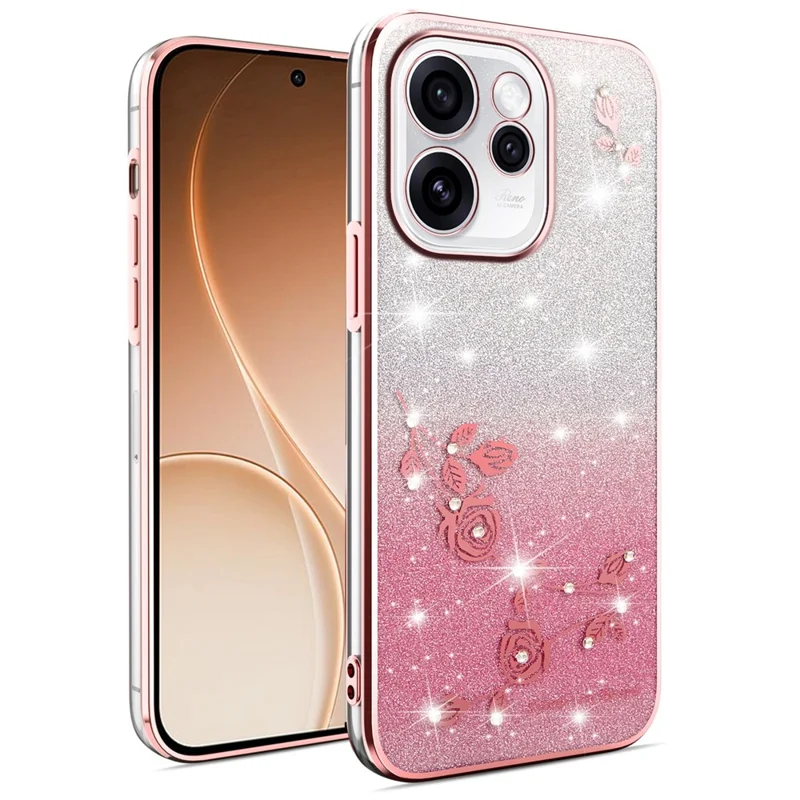 KADEM Funda para Oppo Reno15 Pro 5G Funda de TPU Flexible con Flores Gradiente - Rosa