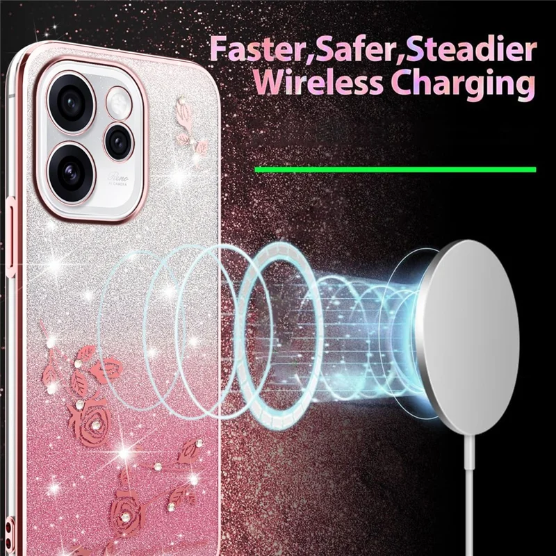 KADEM Funda para Oppo Reno15 Pro 5G Funda de TPU Flexible con Flores Gradiente - Rosa