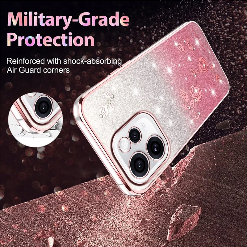 KADEM Funda para Oppo Reno15 Pro 5G Funda de TPU Flexible con Flores Gradiente - Rosa