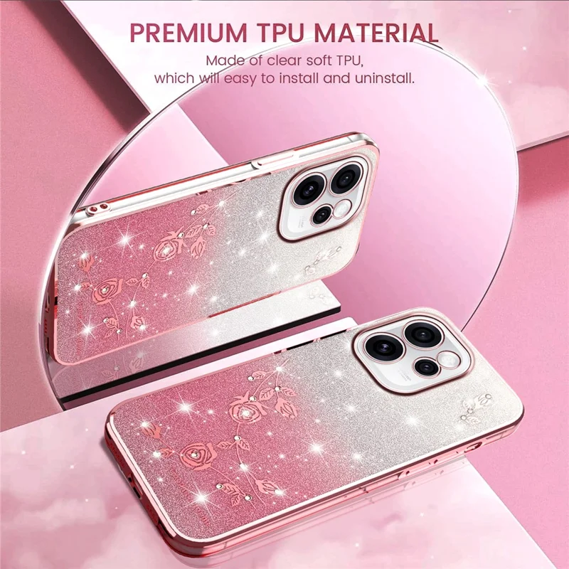 KADEM Funda para Oppo Reno15 Pro 5G Funda de TPU Flexible con Flores Gradiente - Rosa