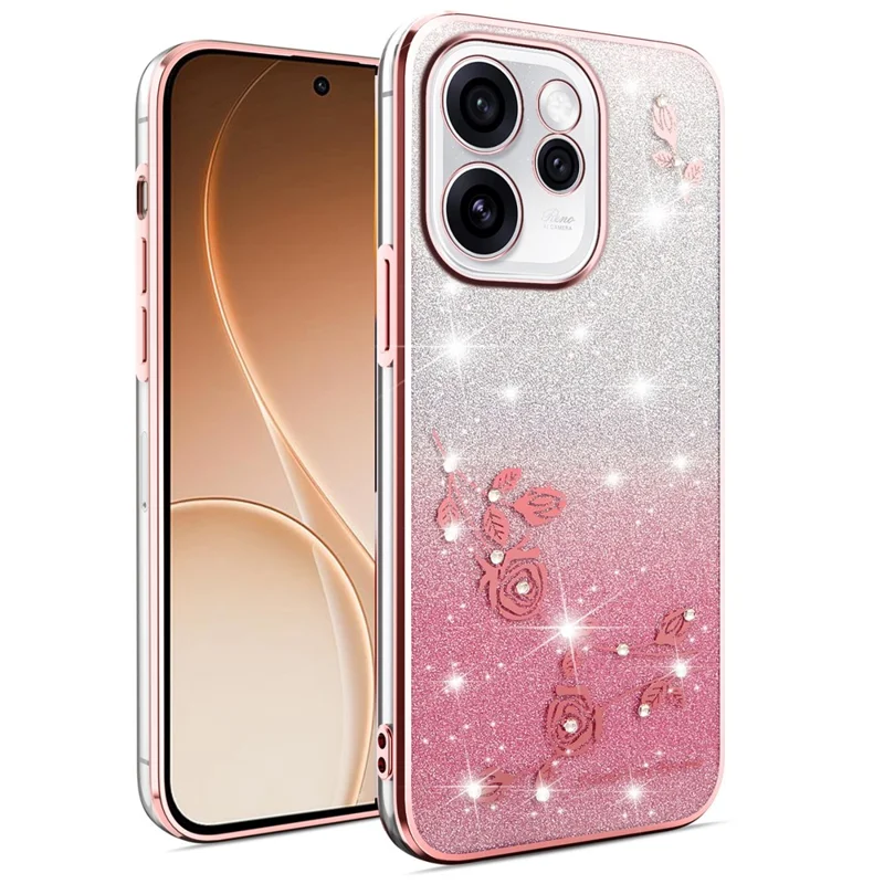 KADEM Funda para Oppo Reno15 5G con Flores TPU Flexible y Cubierta Gradiente - Rosa