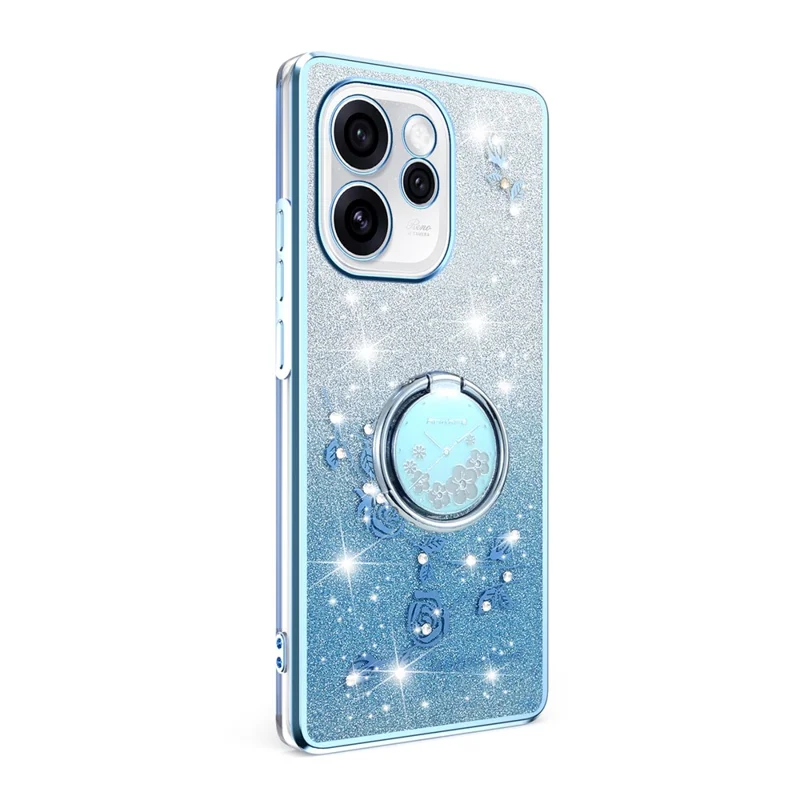 KADEM чехол для Oppo Reno15 Pro 5G с кольцом-подставкой из ТПУ с цветами градиентный блестящий - Синий