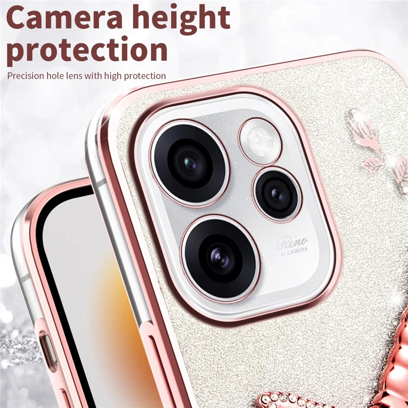 KADEM Coque pour Oppo Reno15 Pro 5G, Coque à Motif Libellule avec Support, TPU, Fleurs, Paillettes, Violet