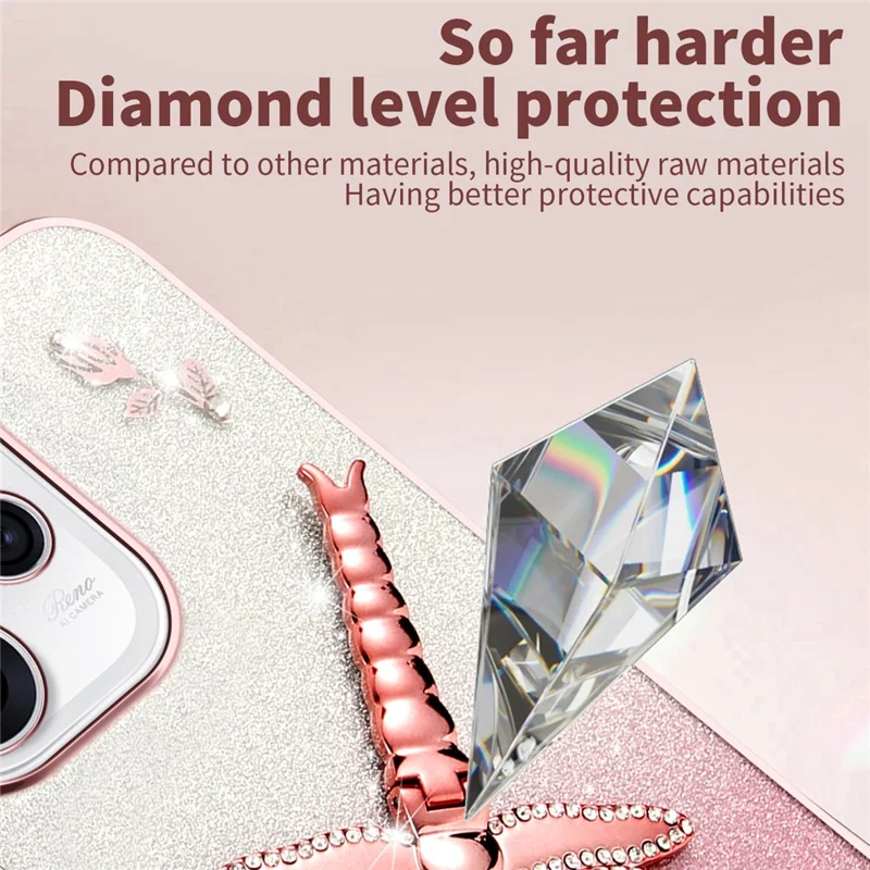 KADEM Coque pour Oppo Reno15 Pro 5G, Coque à Motif Libellule avec Support, TPU, Fleurs, Paillettes, Violet