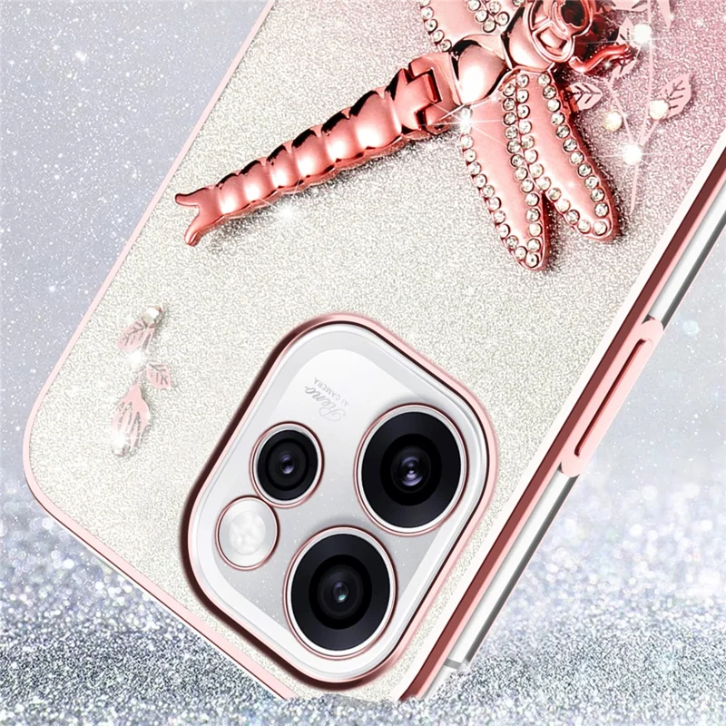 KADEM Coque pour Oppo Reno15 Pro 5G, Coque à Motif Libellule avec Support, TPU, Fleurs, Paillettes, Violet