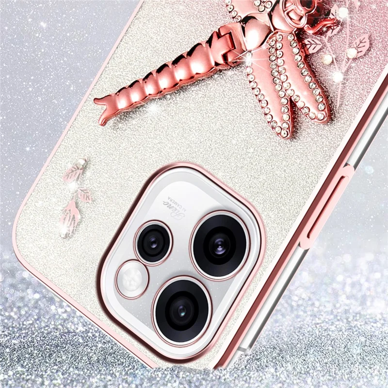 KADEM Für Oppo Reno15 5G Hülle Libelle Ständer TPU Blumen Glitzer Handyhülle - Lila