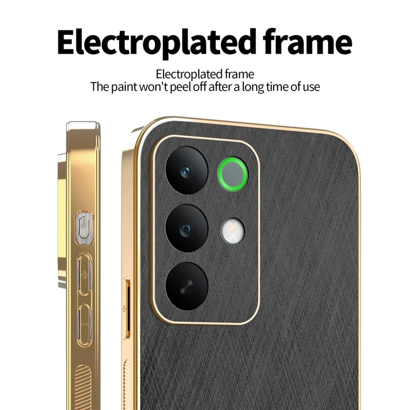 KADEM Für Realme C85 Pro 4G Hülle Galvanik Seidene Textur PU + TPU Handy-Rückseite - Schwarz