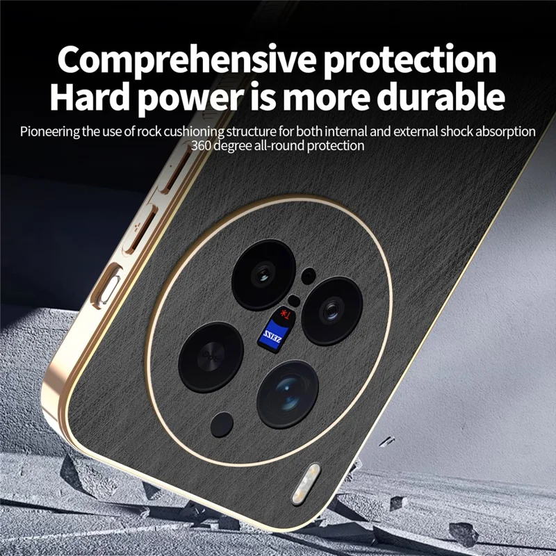 KADEM Funda para vivo X300 Pro 5G Funda con Revestimiento Electrolítico Diseño de Textura de Seda de PU + TPU Protector Trasero para Teléfono - Negro