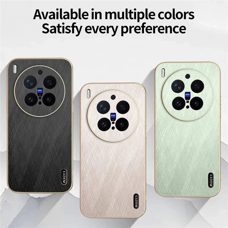 KADEM Funda para vivo X300 Pro 5G Funda con Revestimiento Electrolítico Diseño de Textura de Seda de PU + TPU Protector Trasero para Teléfono - Negro