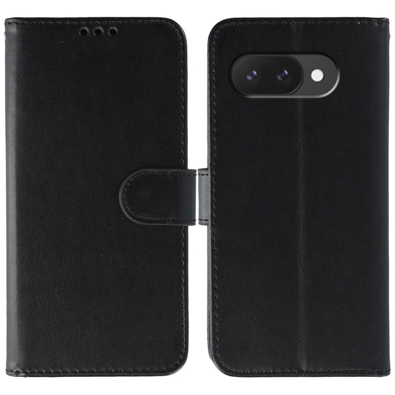 For Google Pixel 10a Case PU Leather Flip Wallet Phone Cover with Strap - Black