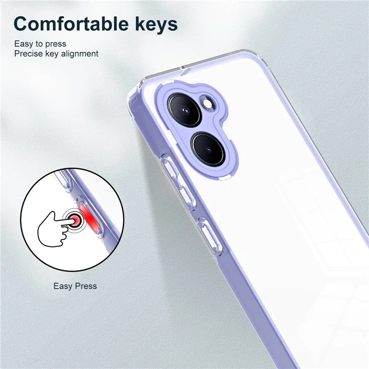 Per Realme C33 2023 4G / C33 4G Anti-collisione 3-in-1 Clear TPU Backplate + PC Frame + PC Camera Protection Ring Phone Back Case Protective Cover - Viola