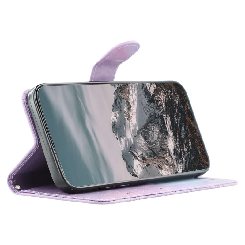 Funda para teléfono con billetera de cuero PU con diseño impreso de mandala y correa de muñeca para Oppo Reno15 Pro 5G - Morado