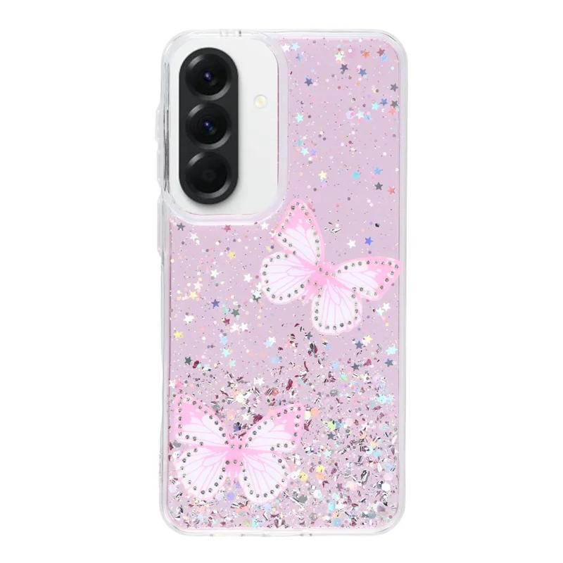 For Samsung Galaxy A57 5G Case Epoxy PVC Butterfly TPU Aesthetics Phone Cover - Pink