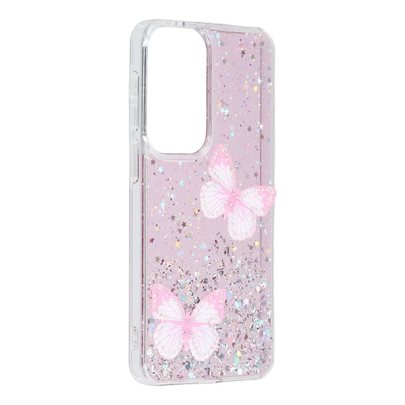 For Samsung Galaxy A57 5G Case Epoxy PVC Butterfly TPU Aesthetics Phone Cover - Pink