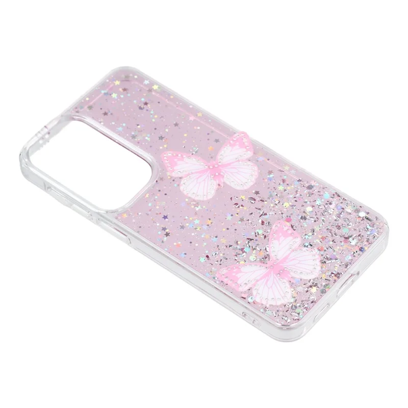 For Samsung Galaxy A57 5G Case Epoxy PVC Butterfly TPU Aesthetics Phone Cover - Pink