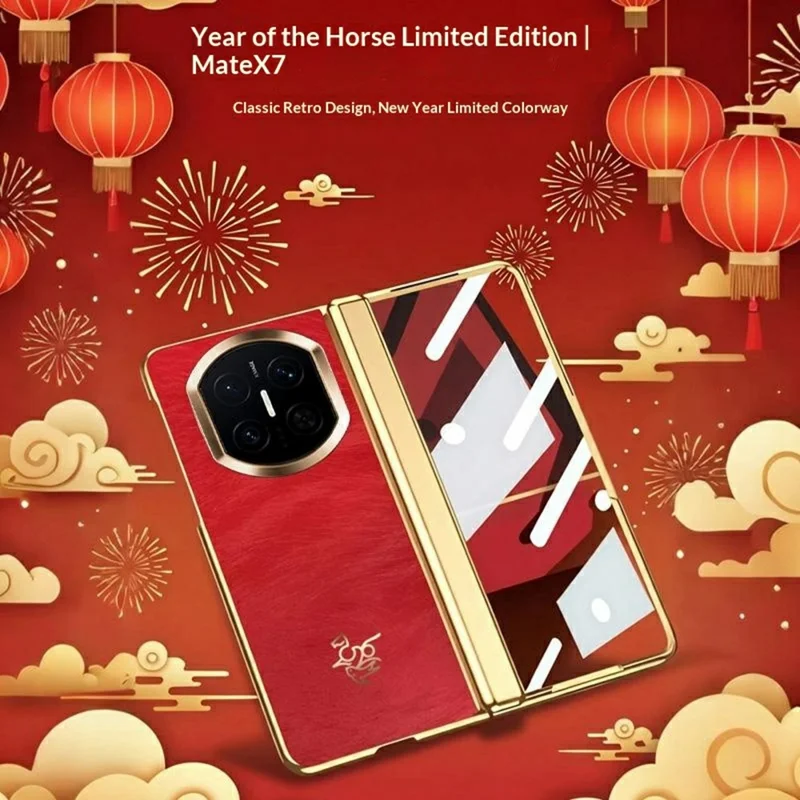 Capa para Huawei Mate X7 com Padrão de Cavalo, Proteção de Dobradiça, Capa Rígida em PC com Protetor de Ecrã Frontal