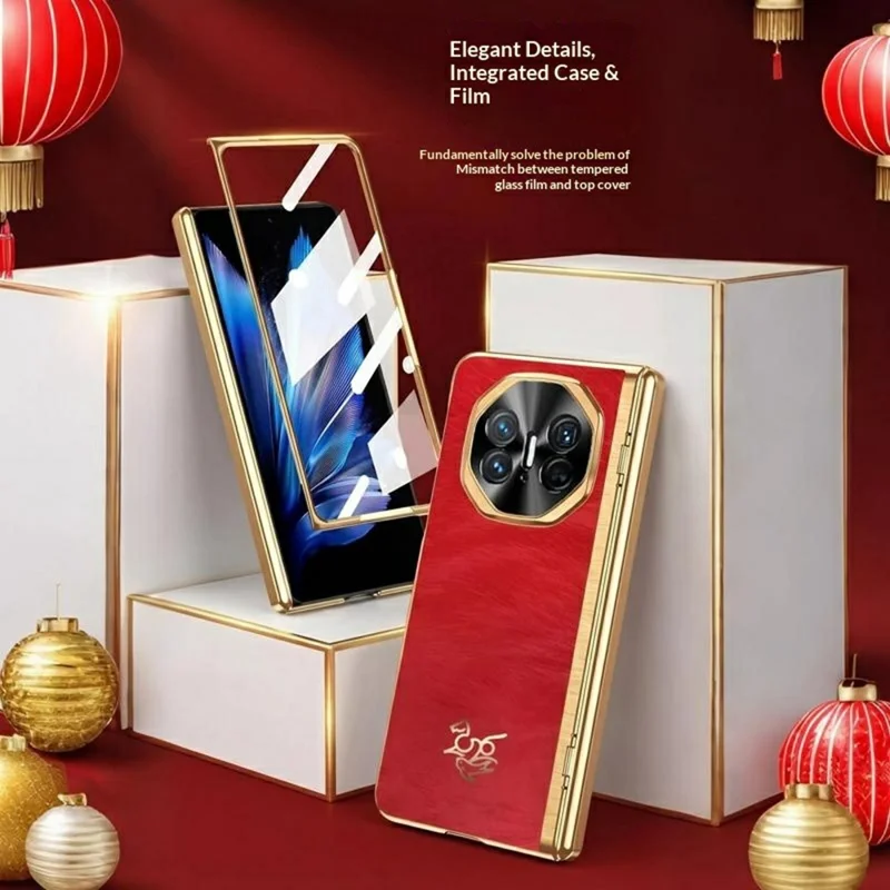 For Huawei Mate X3 4G Case Hestemønster Hængselsbeskyttelse Hård PC-telefondæksel med forreste skærmprotector