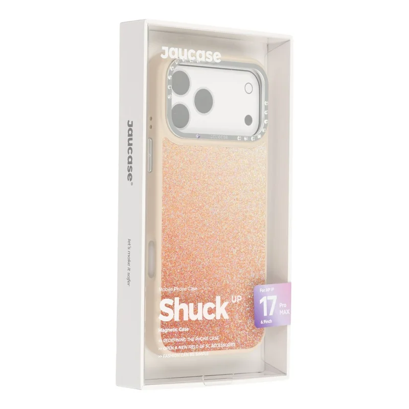 JAUCASE Capa Magnética para iPhone 17 Pro Capa Traseira em TPU PC com Gradiente Brilhante - Laranja