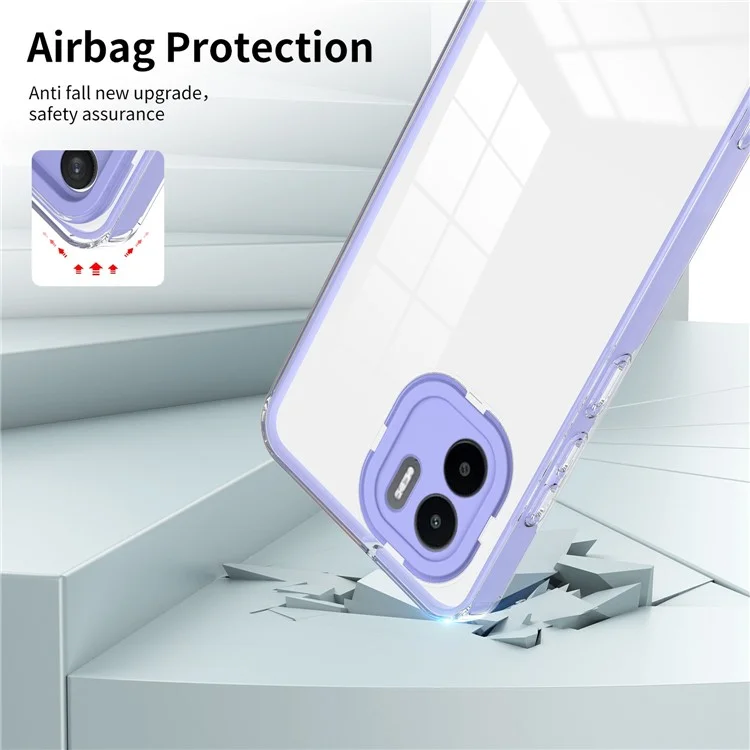 Cubierta a Prueba de Rasguños Para Xiaomi Redmi A1 4G, Placa Trasera de TPU Transparente 3 en 1 + Marco de PC + PC Camera Protección de la Cámara Anillo de Retroceso - Violeta