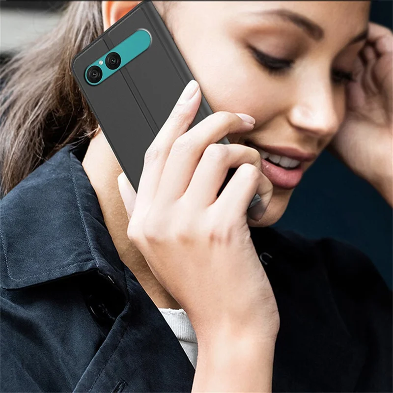 Capa para Telemóvel Sony Xperia 10 VII em Pele Sintética com Suporte e Porta-cartões - Preto