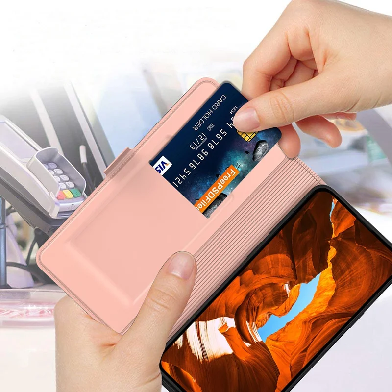 For Sony Xperia 10 VII Case Shockproof TPU Inner Shell Leather Phone Cover Card Slot - Rose Gold