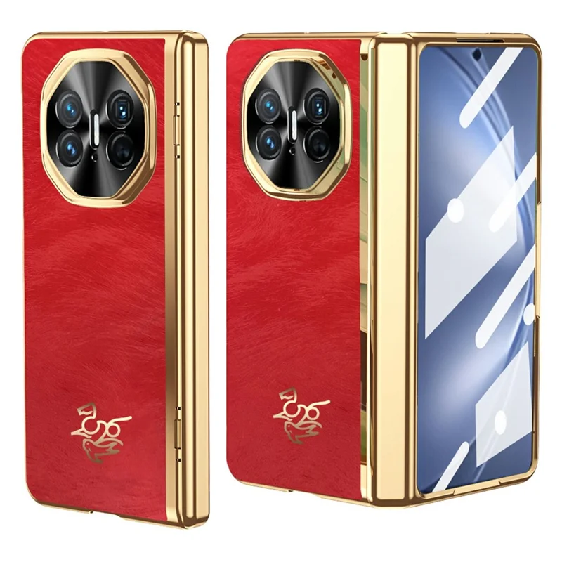 For Huawei Mate X5 Case Horse Pattern Hinge Protection Hard PC Phone Cover with Front Screen Protector