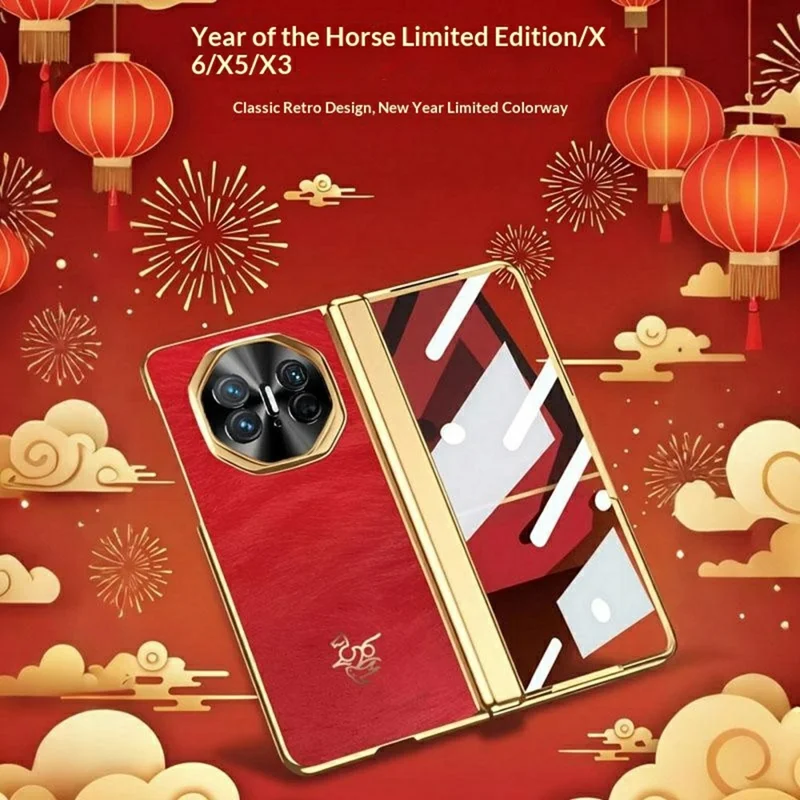 For Huawei Mate X5 Case Horse Pattern Hinge Protection Hard PC Phone Cover with Front Screen Protector