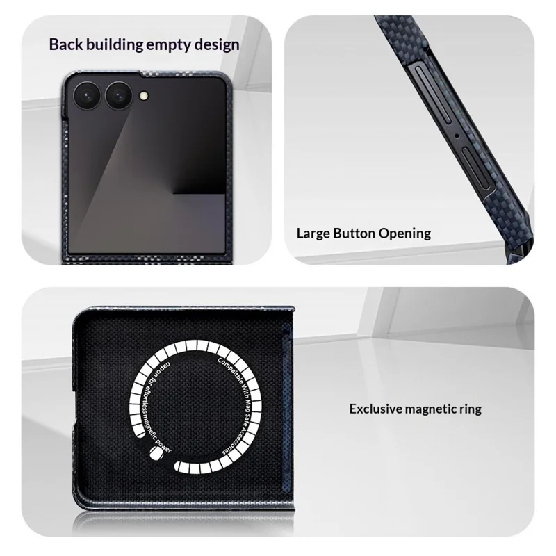For Samsung Galaxy Z Flip7 5G Magnetic Case Aramid Fiber 600D Fine Texture Phone Cover with Front Frame
