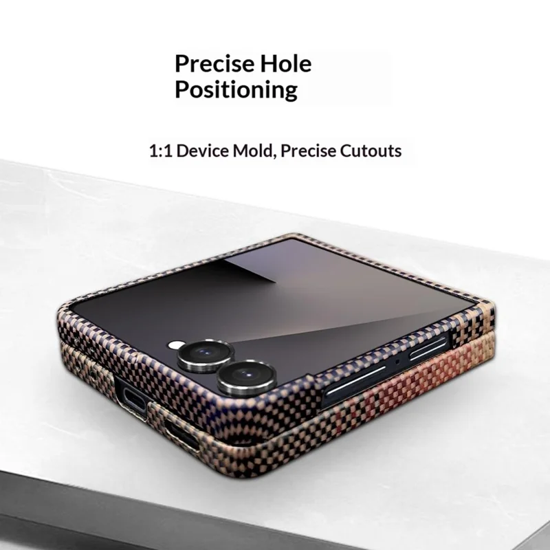 For Samsung Galaxy Z Flip7 5G Magnetic Case Geometric Pattern Aramid Fiber Phone Cover - Red