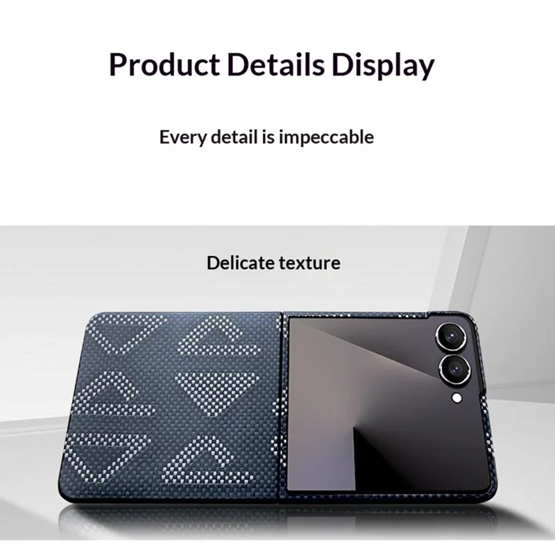 For Samsung Galaxy Z Flip7 5G Magnetic Case Geometric Pattern Aramid Fiber Phone Cover - Red