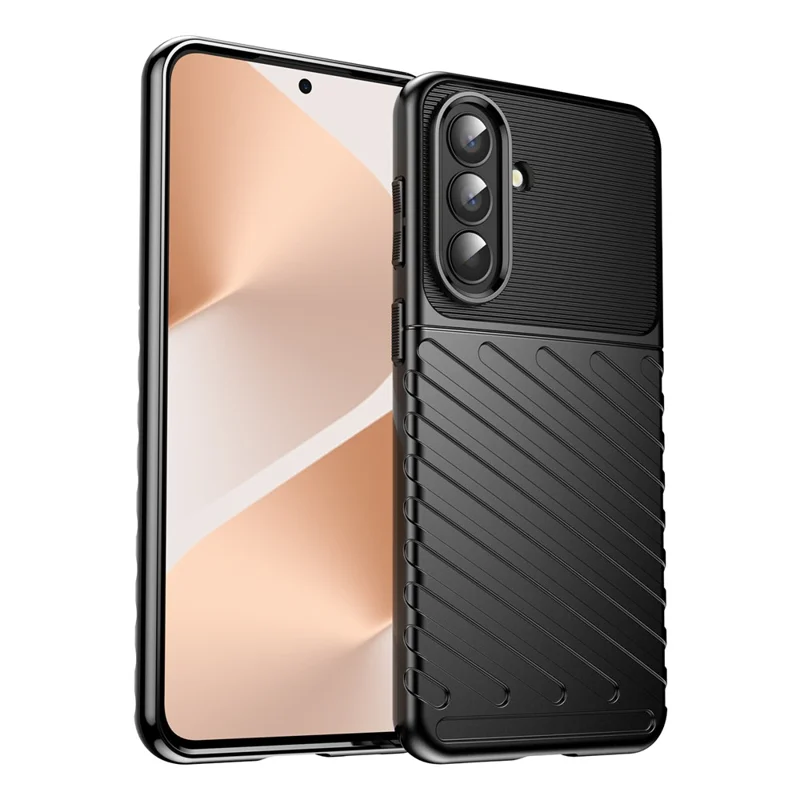 For Samsung Galaxy A57 5G Case Twill Texture TPU Shockproof Protective Phone Cover - Black