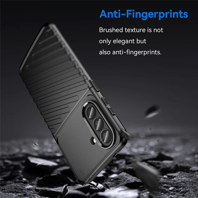 For Samsung Galaxy A57 5G Case Twill Texture TPU Shockproof Protective Phone Cover - Black