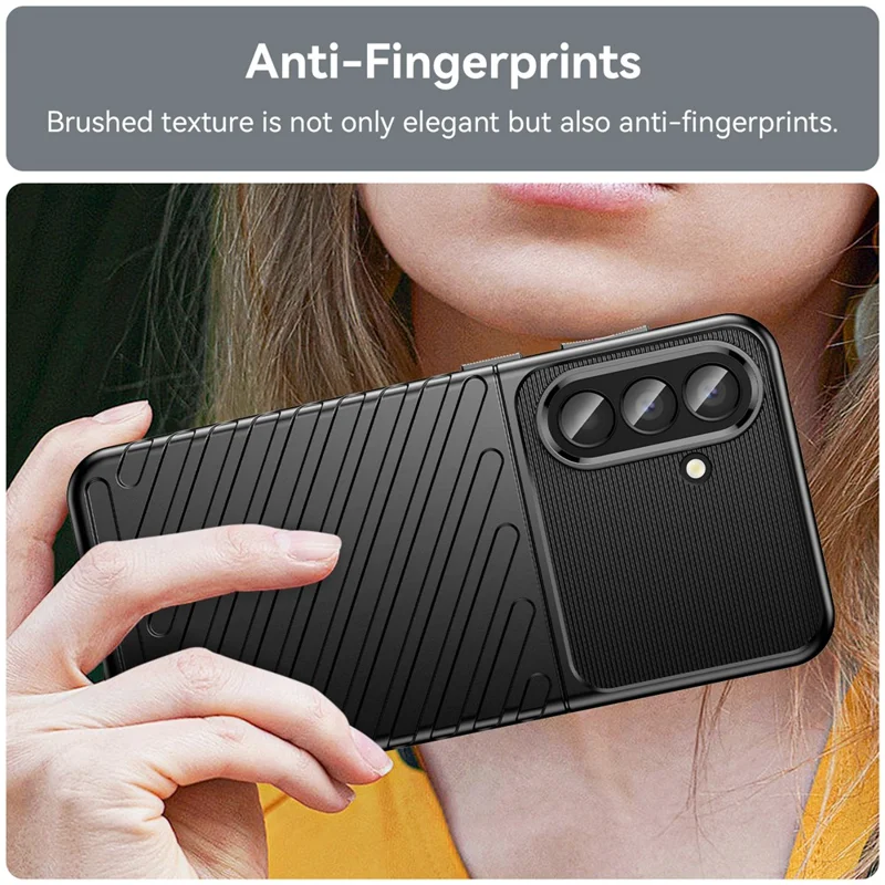 For Samsung Galaxy A57 5G Case Twill Texture TPU Shockproof Protective Phone Cover - Black