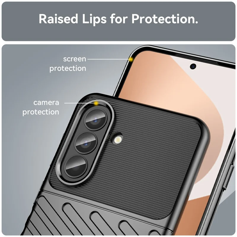 For Samsung Galaxy A57 5G Case Twill Texture TPU Shockproof Protective Phone Cover - Black