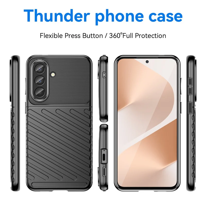 For Samsung Galaxy A57 5G Case Twill Texture TPU Shockproof Protective Phone Cover - Black