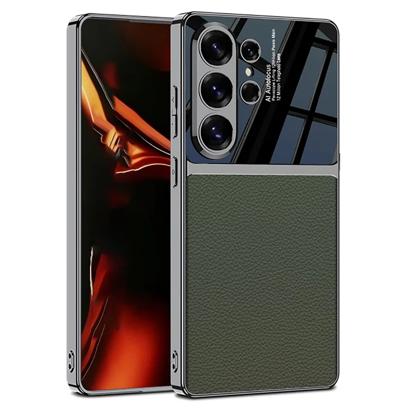 GKK For Samsung Galaxy S26 Ultra Case Electroplated PU Leather + PC + TPU Phone Back Cover - Green