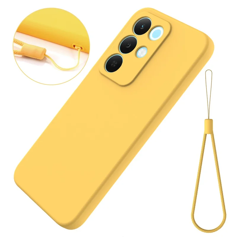 For Realme 15x (India) 5G / C85 4G Liquid Silicone Case Phone Back Cover with Hand Strap - Yellow
