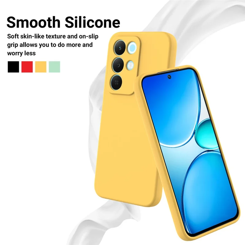 For Realme 15x (India) 5G / C85 4G Liquid Silicone Case Phone Back Cover with Hand Strap - Yellow