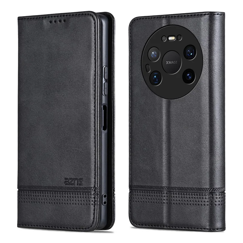 AZNS для Huawei Mate 80 Pro Max, чехол из искусственной кожи с текстурой коровьей кожи, бумажник, чехол для телефона - черный