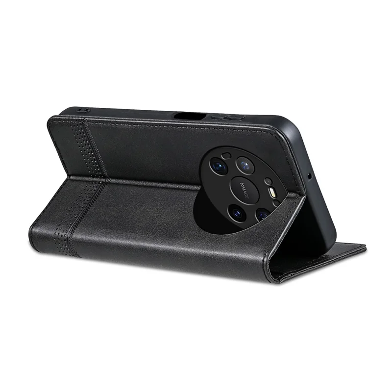 AZNS для Huawei Mate 80 Pro Max, чехол из искусственной кожи с текстурой коровьей кожи, бумажник, чехол для телефона - черный