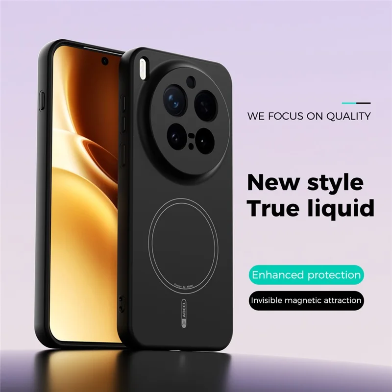 ABEEL For vivo X300 Pro 5G Magnetic Case Skin Touch Liquid Silicone Phone Back Cover - Black