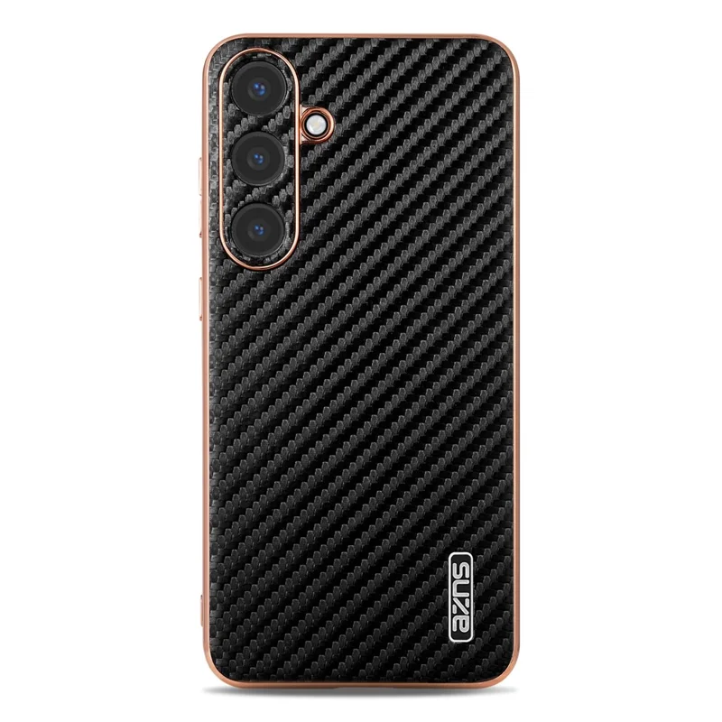 AZNS Funda para Samsung Galaxy S26 / S26 Pro, carcasa con textura de fibra de carbono, acabado galvanizado, cubierta de teléfono de PU + TPU - Negro