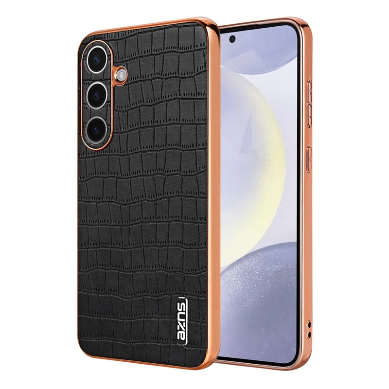 Funda AZNS para Samsung Galaxy S26 con textura de cocodrilo y galvanizado, carcasa de teléfono de PU + TPU - Negro