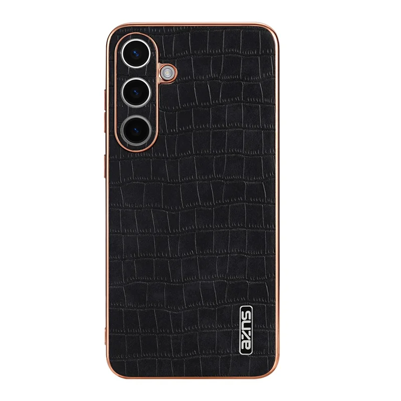 Funda AZNS para Samsung Galaxy S26 con textura de cocodrilo y galvanizado, carcasa de teléfono de PU + TPU - Negro