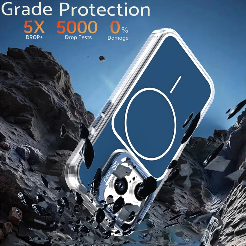 For iPhone 16 Pro Max Case Compatible with MagSafe Lens Kickstand TPU Acrylic Phone Cover with Matching Hand Strap - Blue